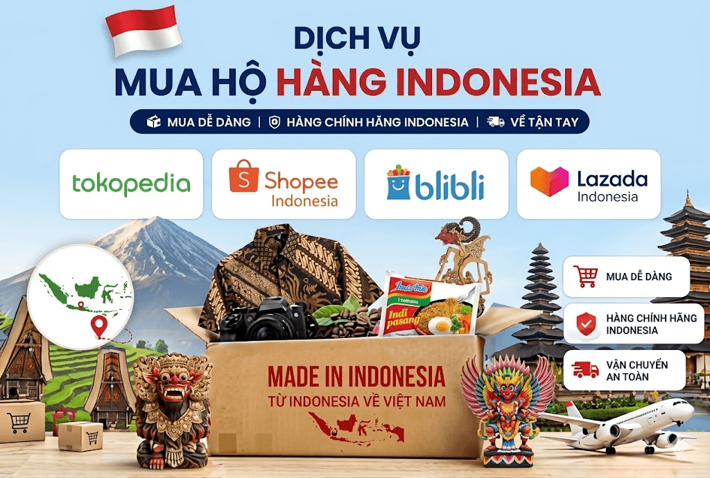 Minh họa dịch vụ Mua hộ hàng Indonesia