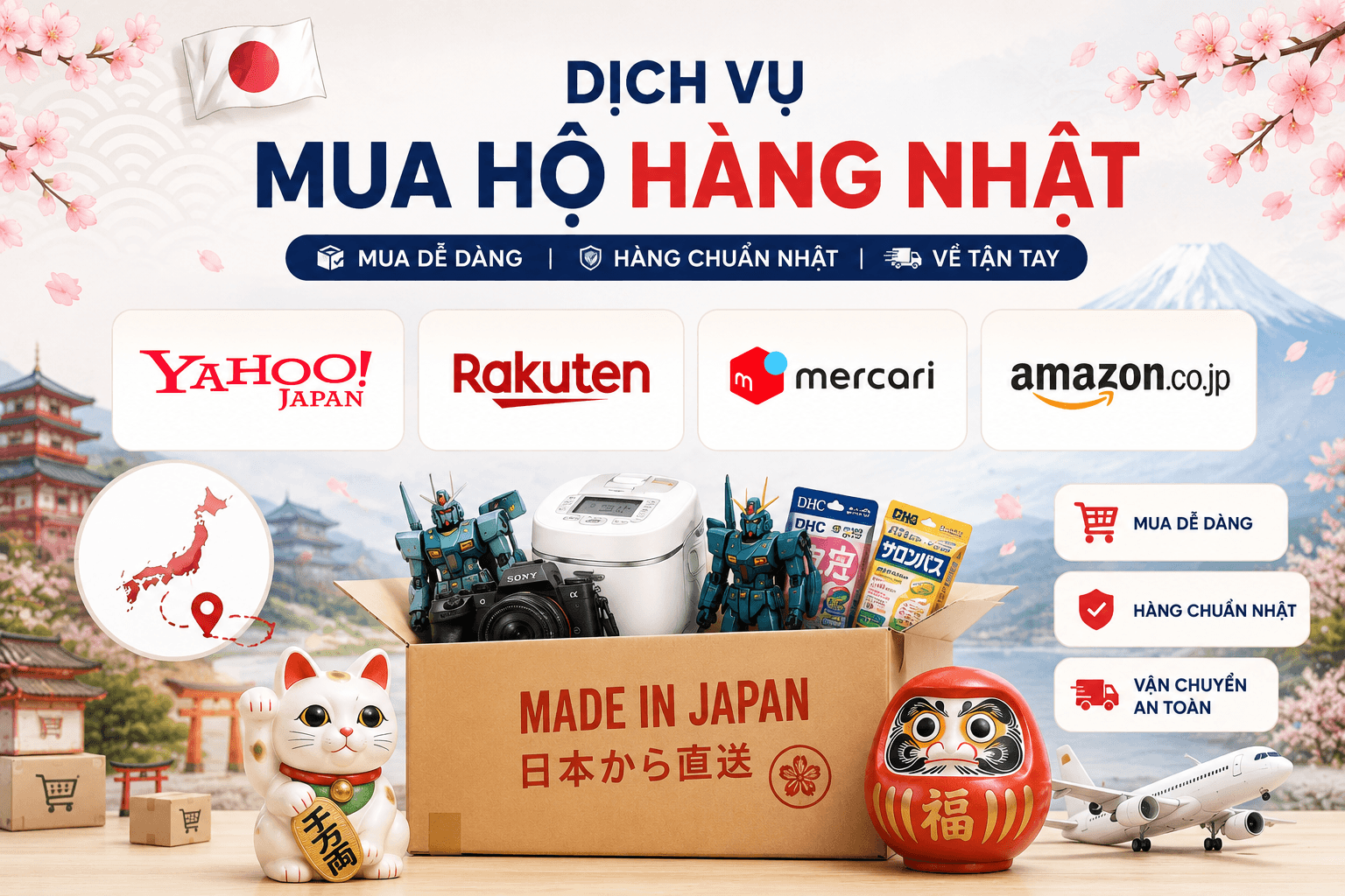 Minh họa dịch vụ Mua hộ hàng Nhật