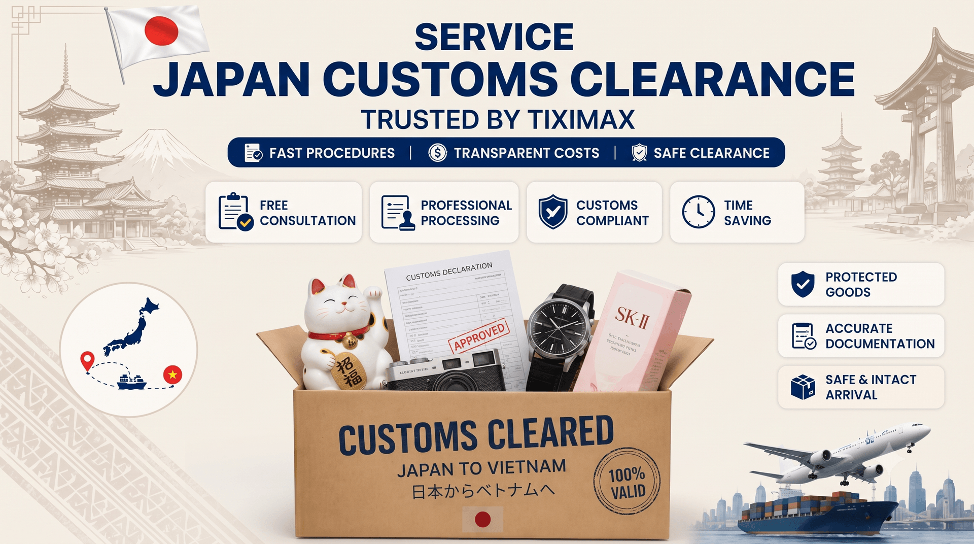 Minh họa dịch vụ Japan Customs Clearance Service
