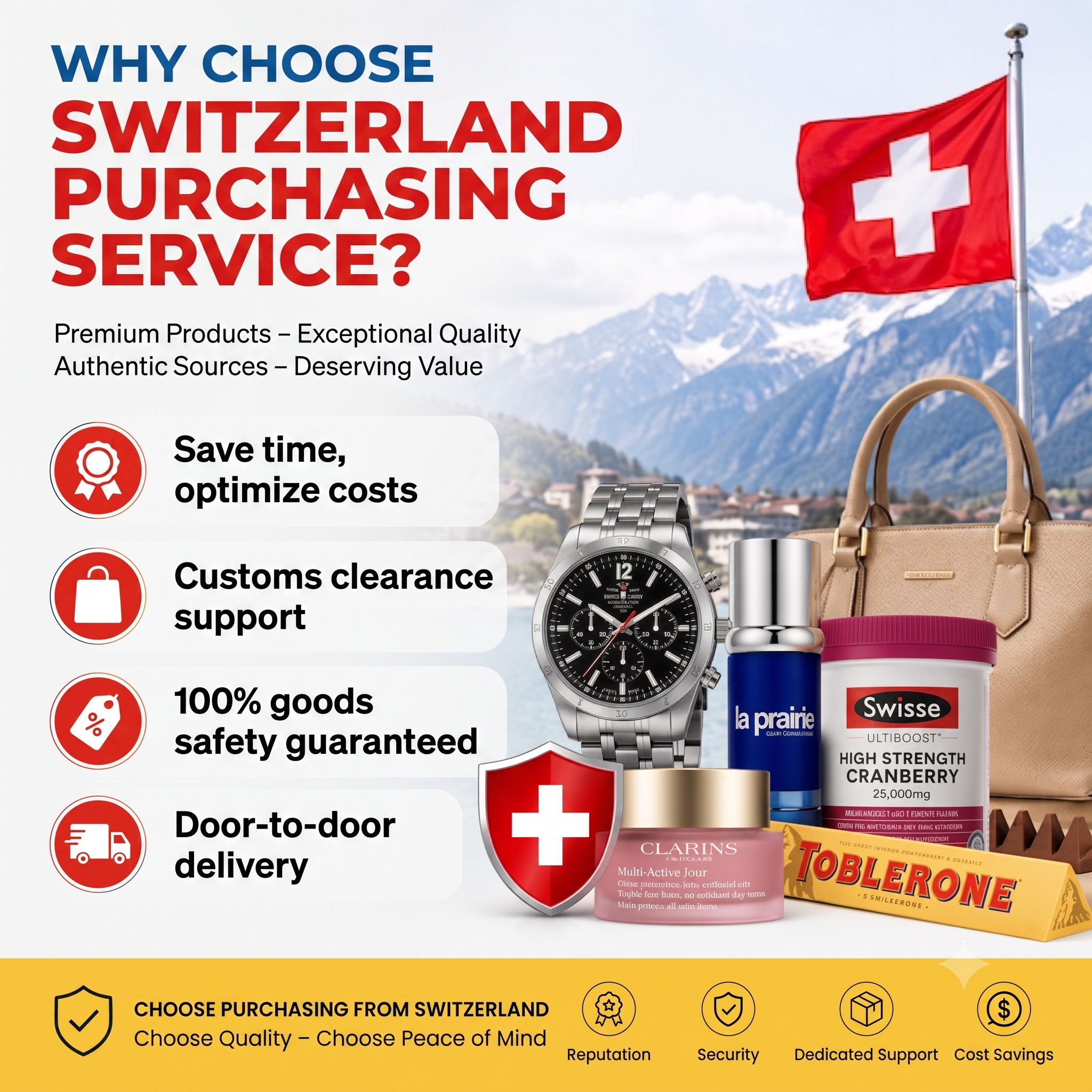 Minh họa lý do chọn Switzerland Purchase-on-Behalf Service